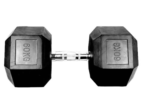 Rubber Hex Dumbbell 60kg